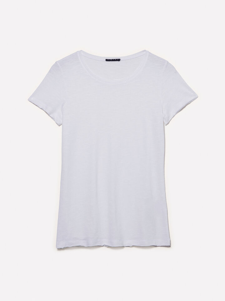 White crew neck t-shirt - women's short sleeve t-shirts - White | Sisley image number 5